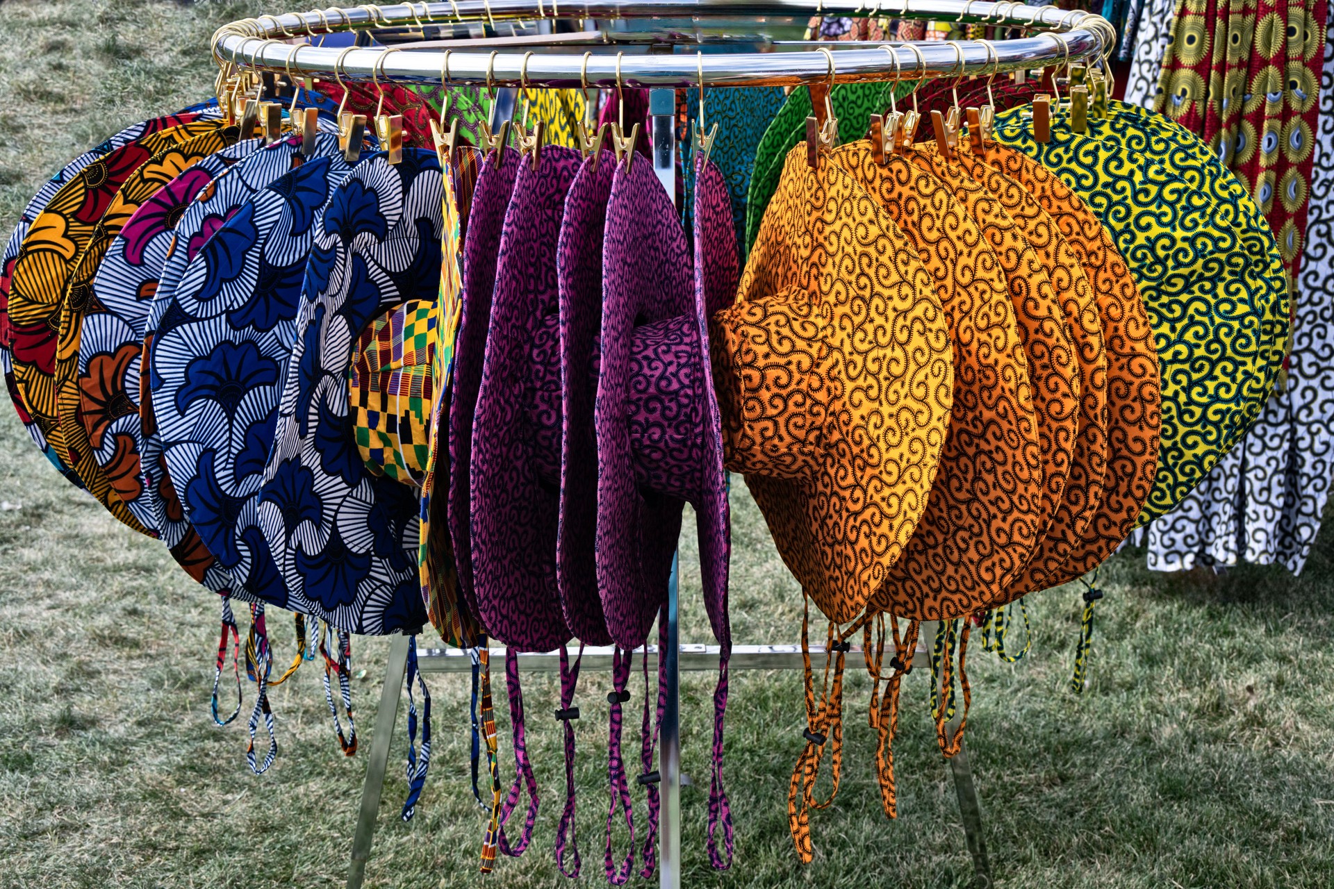 Vibrant african hats at a festival